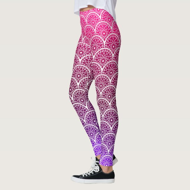 Leggings Leggencias florales rosadas y púrpura (Izquierda)