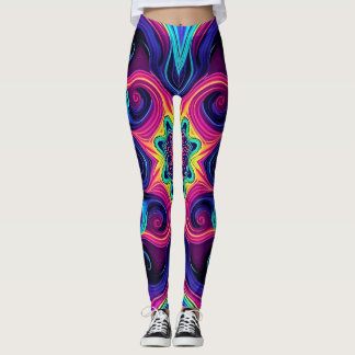 Leggings Leggencias fractales psicodélicas con arte de Neon