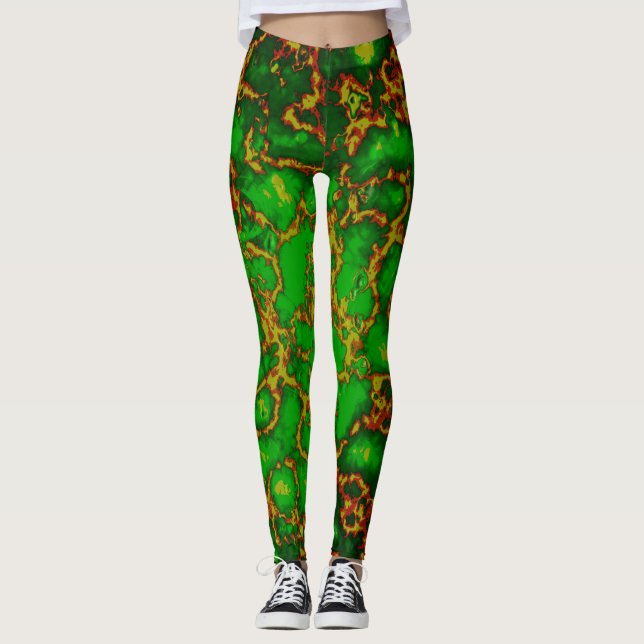Leggings Leggencias fractales verdes (Anverso)