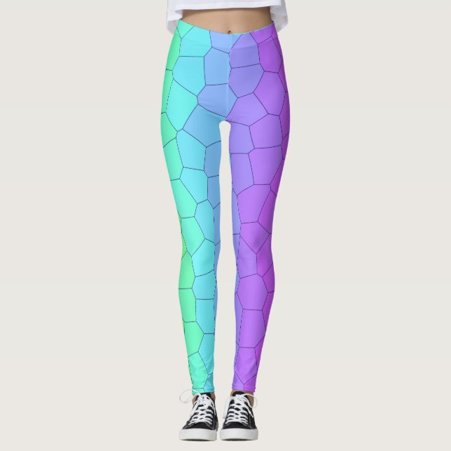 Leggings Leggencias geométricas luminosas del arcoiris (Anverso)