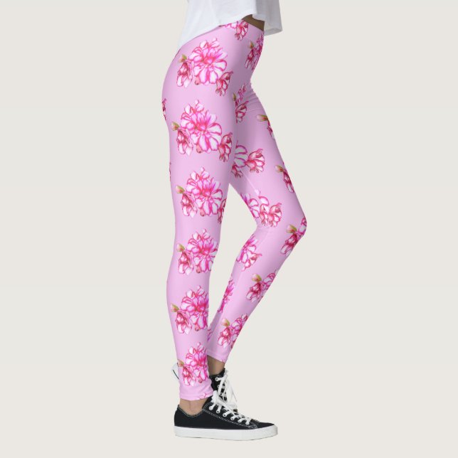 Leggings Leggencias - Geranio a rayas en rosado (Derecha)