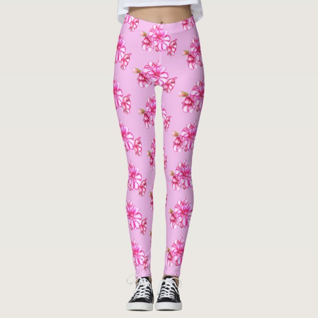 Leggings Leggencias - Geranio a rayas en rosado (Anverso)