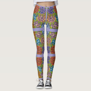 Leggings Leggencias líacas con flores y rayas de colores