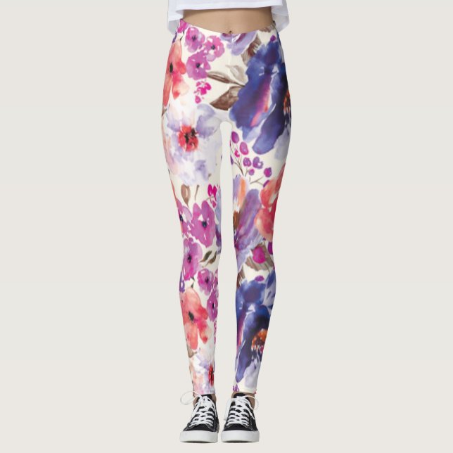 Leggings Leggencias modernas de diseño floral (Anverso)