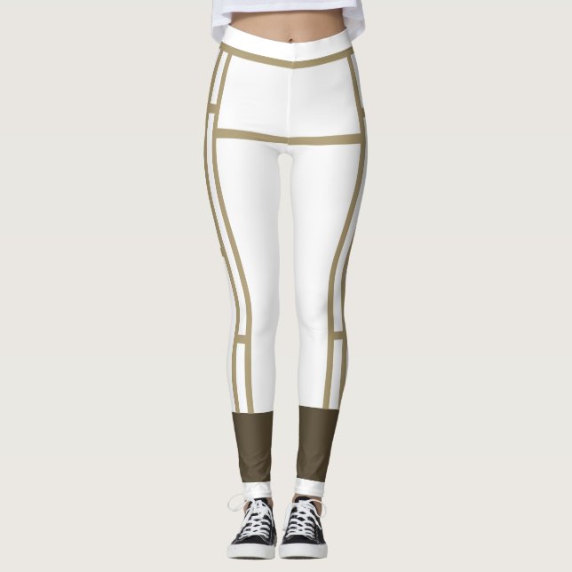 Leggings Leggencias Mondrian Inspirado Beige Blanco 3 (Anverso)