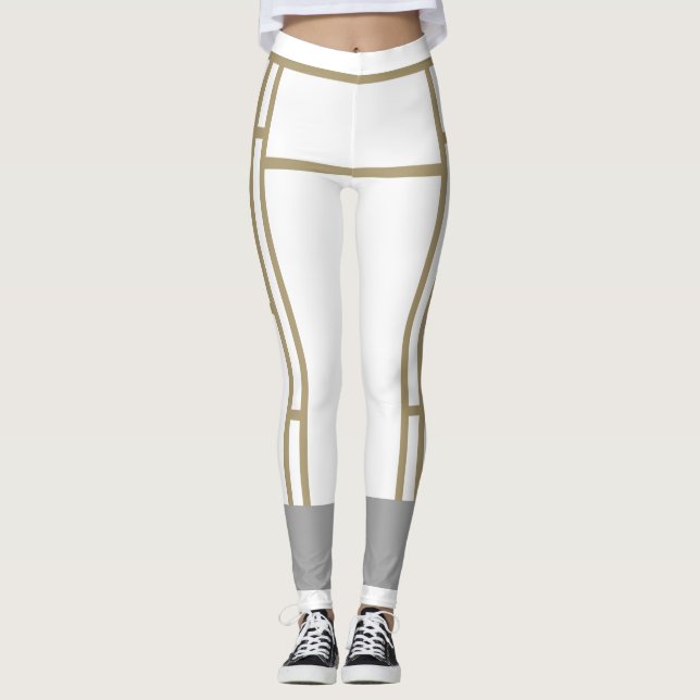 Leggings Leggencias Mondrina inspirado en el beige blanco 1 (Anverso)