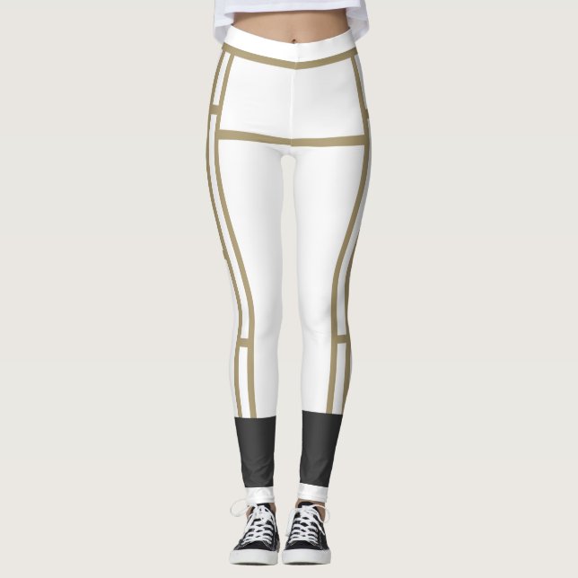 Leggings Leggencias Mondrina inspirado en el beige blanco 2 (Anverso)