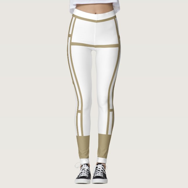 Leggings Leggencias Mondrina inspirado en el beige blanco 4 (Anverso)