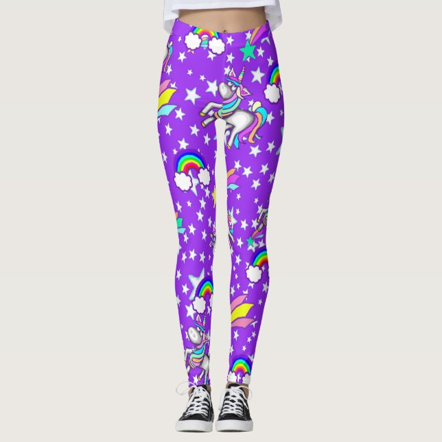 Leggings Leggencias moradas de unicornio (Anverso)