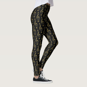 Leggings Leggencias musicales Black Metallic Gold Treble