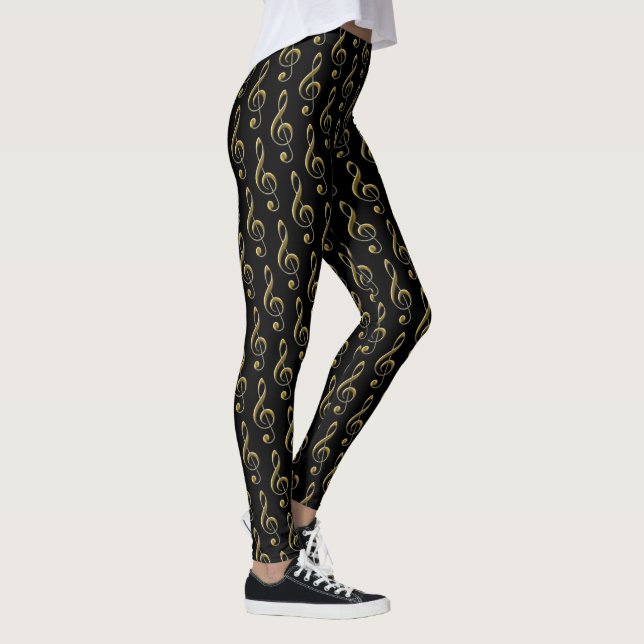 Leggings Leggencias musicales Black Metallic Gold Treble (Derecha)