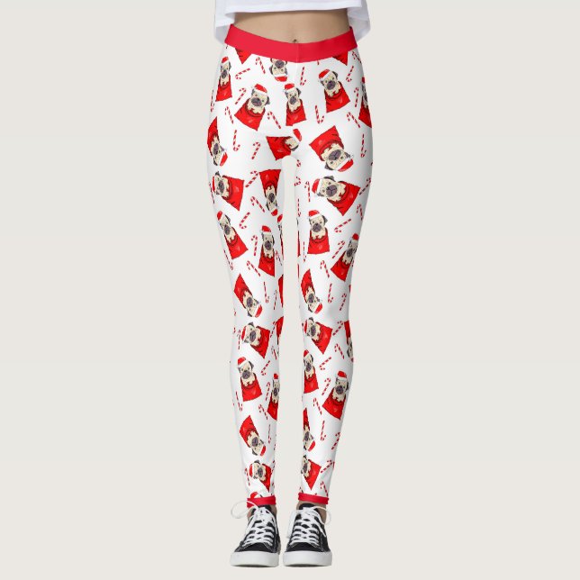 Leggings Leggencias navideñas de Santa Pug y Candy (Anverso)