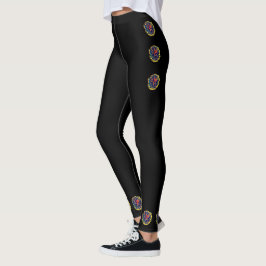 Leggings Leggencias negras con bello diseño floral