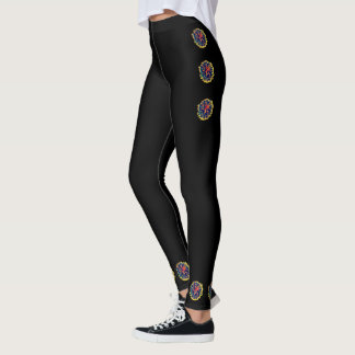 Leggings Leggencias negras con bello diseño floral