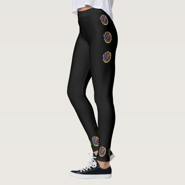 Leggings Leggencias negras con bello diseño floral (Izquierda)
