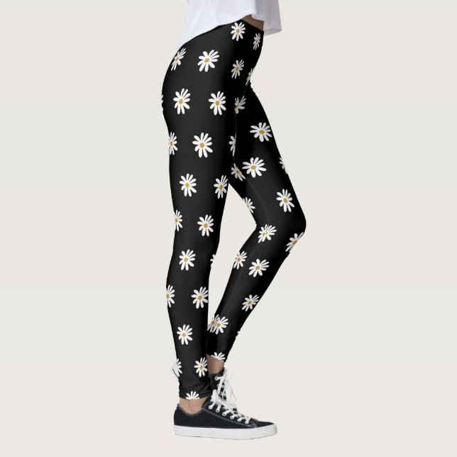 Leggings Leggencias negras de moda con un único motivo flor (Derecha)