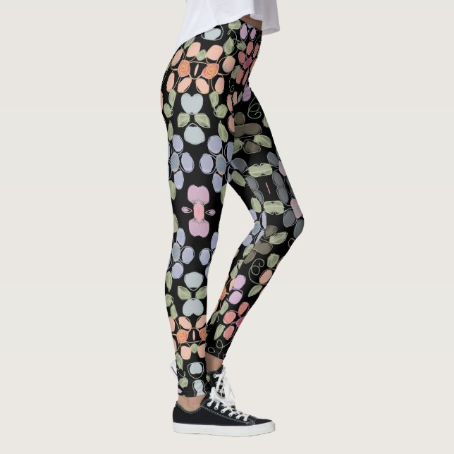 Leggings Leggencias negras floridas y elegantes (Derecha)