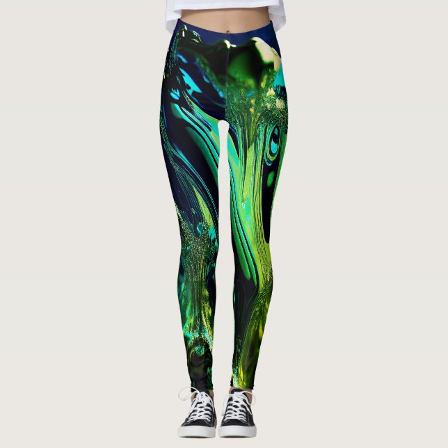 Leggings Leggencias obsidianas verdes de fantasía (Anverso)