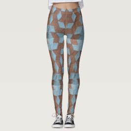 Leggings Leggencias - Patrón de pliegues azules y marrones