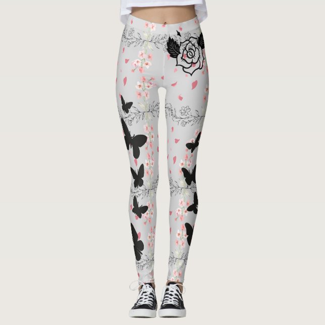 Leggings Leggencias, piernas de mariposa celestial (Anverso)