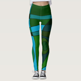 Leggings Leggencias Resumen Surfing Turquesa Sombra Verde