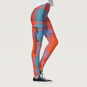 Leggings Leggencias Tartán SU NOMBRE Azul Rojo S a XL