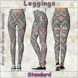 Leggings LEGGINACIÓN - Diseño de Mandala gris-rosa-marrón