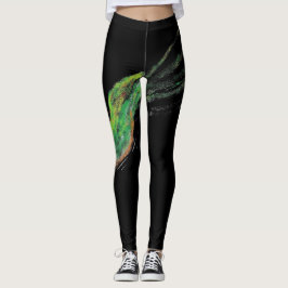 Leggings legginas de pintura de pájaros verdes