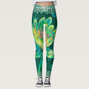 Leggings Leggings, Wild Hunter Green Water Lily