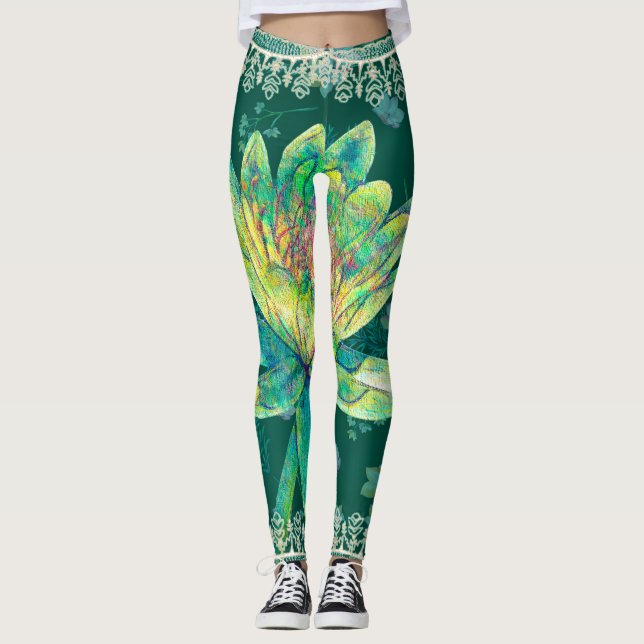 Leggings Leggings, Wild Hunter Green Water Lily (Anverso)