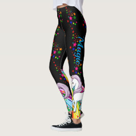 Leggings LEGGINING Unicorn Rainbow Magic Pants Women Black