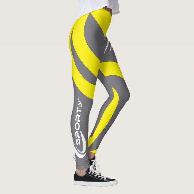Leggings Legglas amarillas de onda gris Damonti Sport (Derecha)