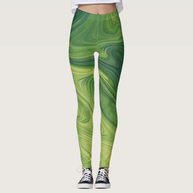 Leggings legión de patrón de textura de líquido verde (Anverso)