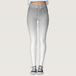 Leggings legiones de color gris y blanco purpurina plateado<br><div class="desc">purpurina falso plateado y diseño gris oscuro y blanco</div>