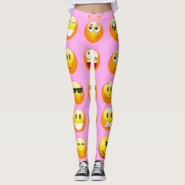 Leggings legiones de emoji rosa pastel (Anverso)