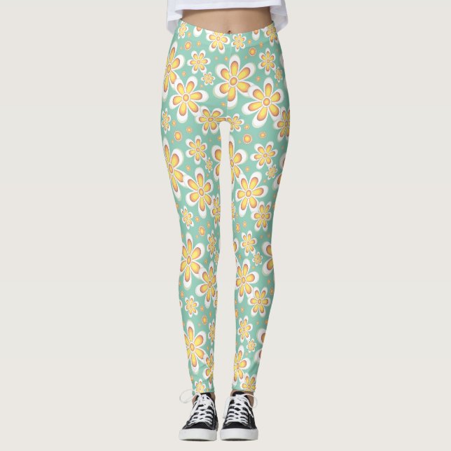 Leggings legiones de flores de motivos amarillos (Anverso)