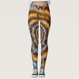 Leggings legiones de giro fractal azul y dorado