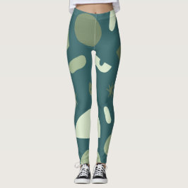 Leggings Legiones de patrón abstracto moderno - Verde azula