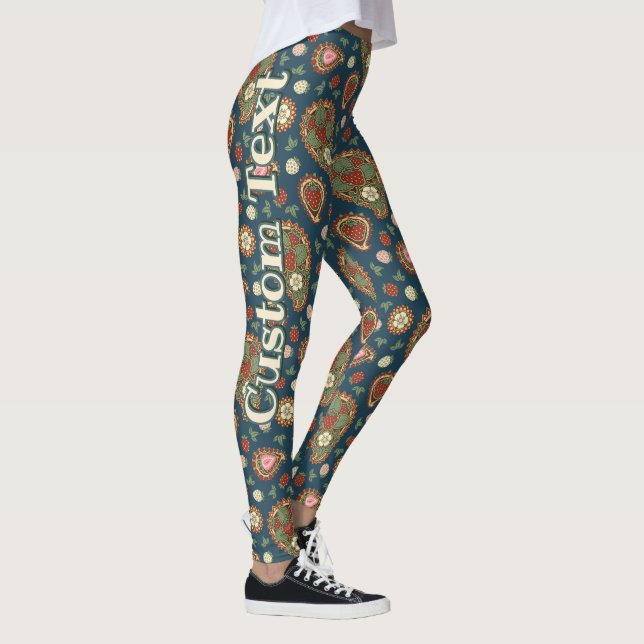 Leggings Legiones de patrón de fresa Paisley (Derecha)
