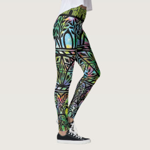 Leggings Legiones de patrón de vidrio manchado de Boho vint