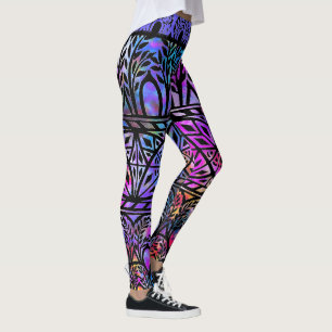Leggings Legiones de patrón de vidrio manchado de color az