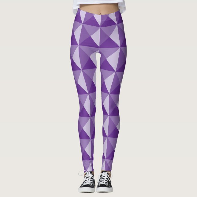 Leggings Legiones de patrones geométricos púrpura (Anverso)