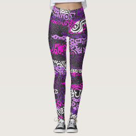 Leggings Legiones del patrón de garabato púrpura
