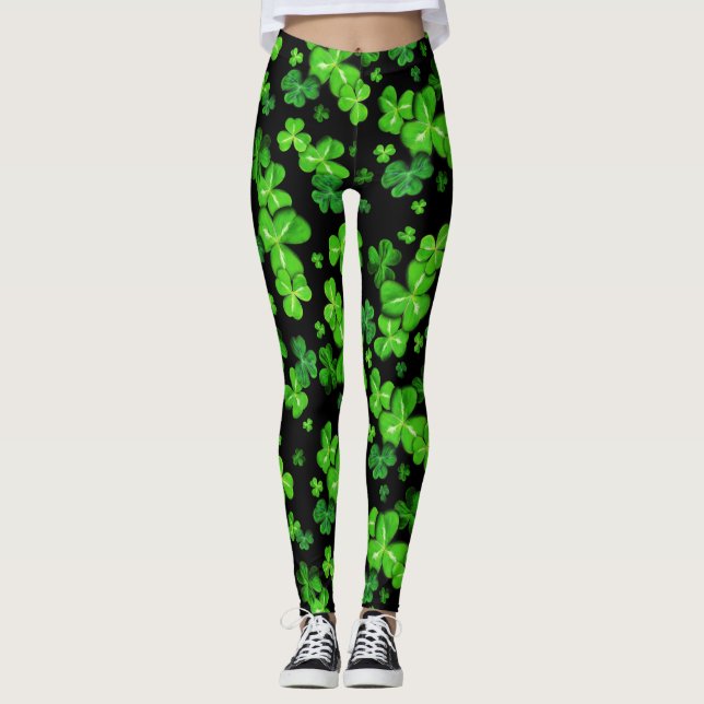 Leggings Legiones del patrón irlandés Shamrock del Día de S (Anverso)
