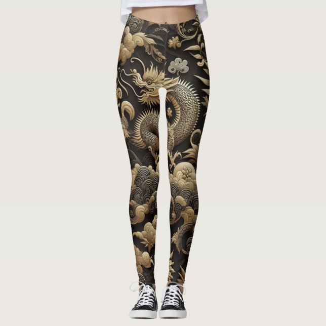 Leggings Legitimidad de la elegancia del dragón dorado (Anverso)