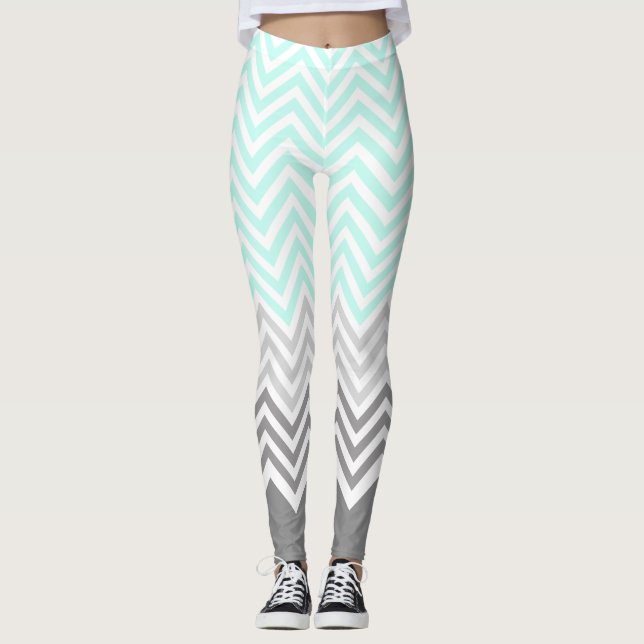 Leggings legradas grises verde azuladas de chevron (Anverso)