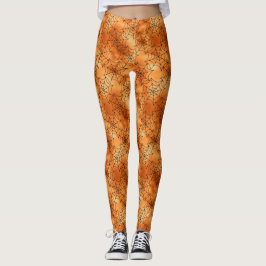 Leggings Leguas de cobre naranjas con telarañas negras