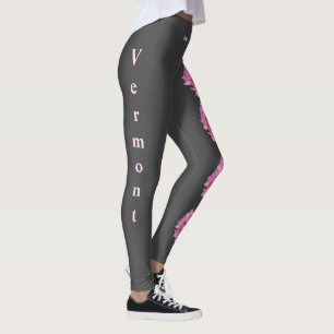 Leggings Leguas de flor rojas rosadas del estado de Vermont