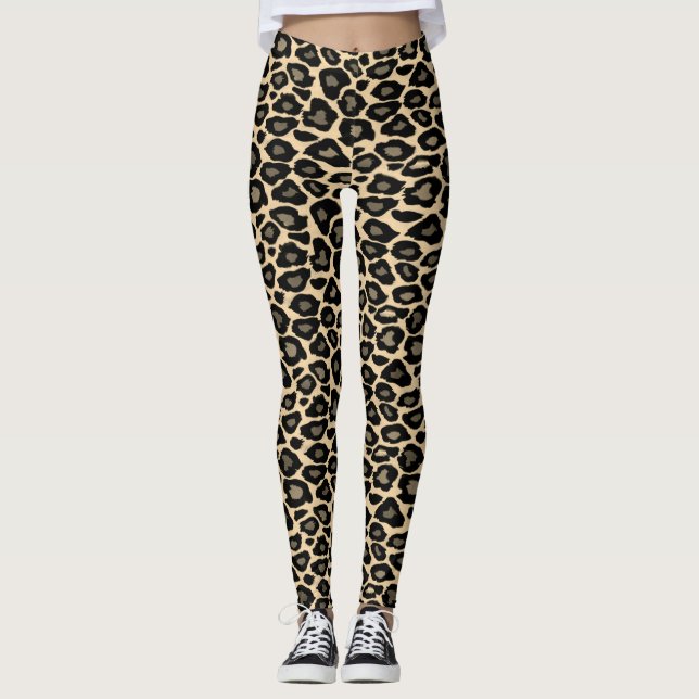 Leggings Leguas de impresión de leopardo negro y negro funk (Anverso)
