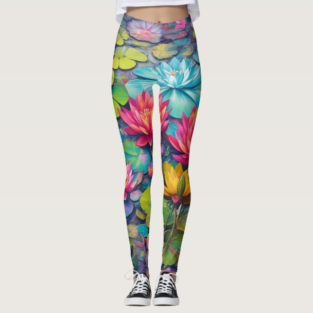 Leggings Leguas florales de Lily Pond - Lirio de agua elega (Anverso)